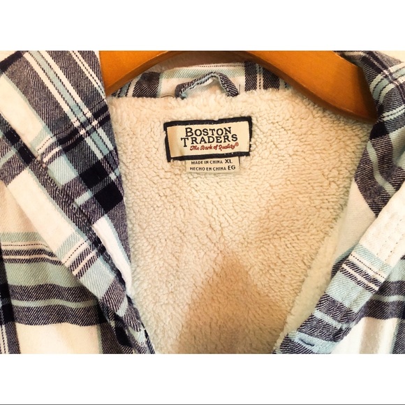 Boston Traders Sherpa Lined Flannel Hoodie Sz XL - Picture 3 of 8